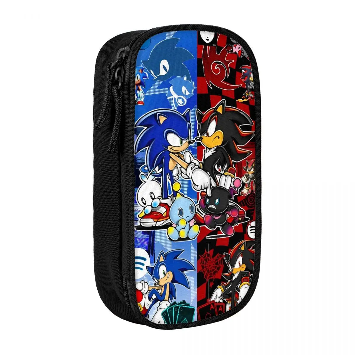 Cartoon Pencil Cases Cute Blue Hedgehogs Shadow  Pen Box Bags Student Large Storage School Supplies Zipper Pencilcases