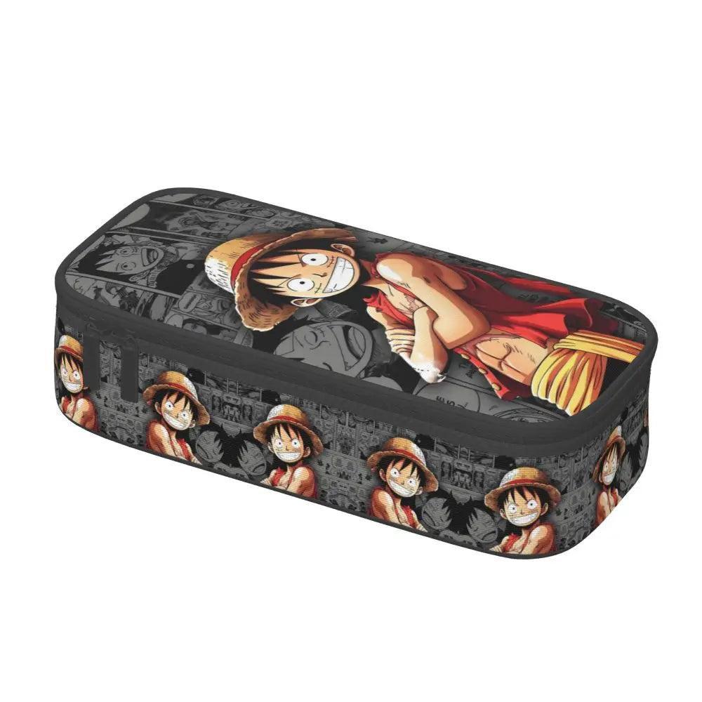 Custom One P-Pieces Cute Pencil Case Boys Girls Large Capacity Straw Hat Pirates Skull Pencil Bag Students Stationery