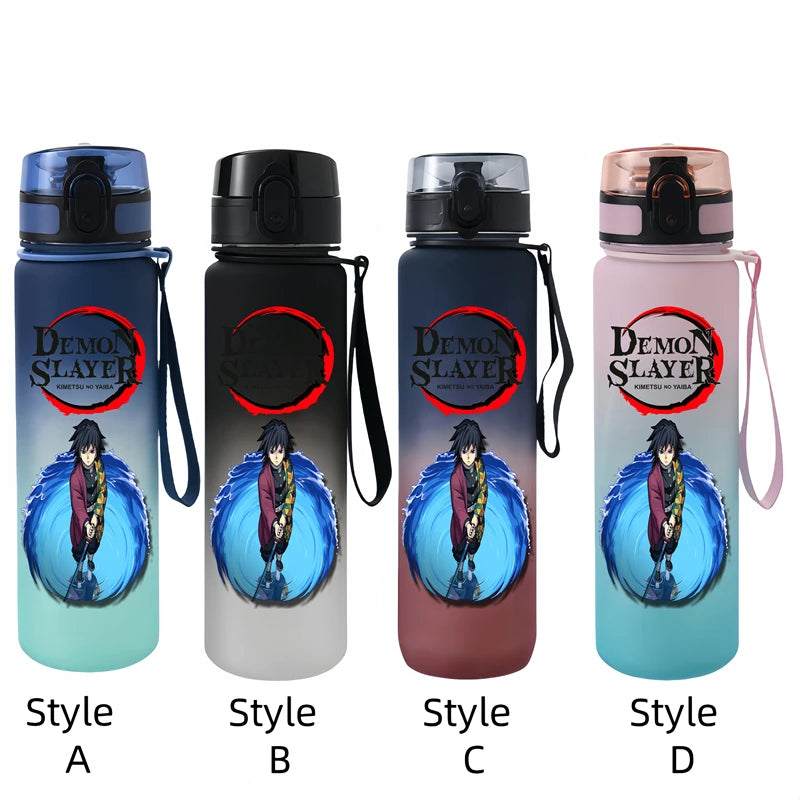 Demon Slayer 650ml Cartoon Characters Portable Water Cup Large Capacity Outdoor Sports Plastic Leak-proof Water Bottle Gift