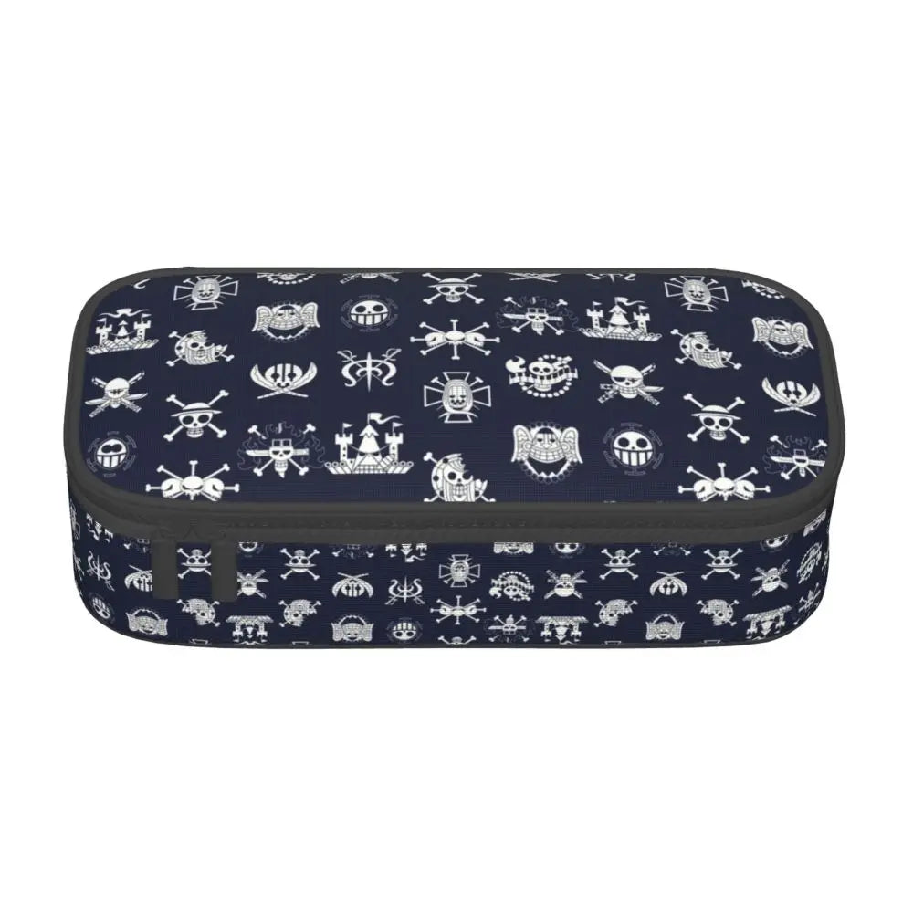 Custom One P-Pieces Cute Pencil Case Boys Girls Large Capacity Straw Hat Pirates Skull Pencil Bag Students Stationery