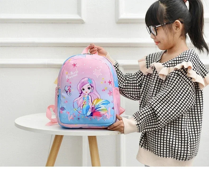 New Children Backpack Cartoon Cute Unicorn Mermaid Print Schoolbag Kindergarten Lightweight Schoolbag