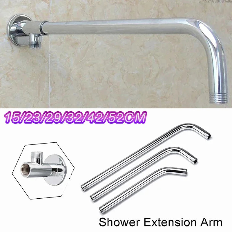 Shower Head Extension Arm Wall Mounted Stainless Steel Rainfall Extend Pipe Tube Shower Holder Base Bathroom Accessories