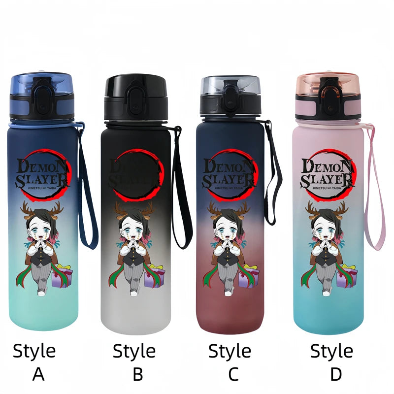 Demon Slayer 650ml Cartoon Characters Portable Water Cup Large Capacity Outdoor Sports Plastic Leak-proof Water Bottle Gift
