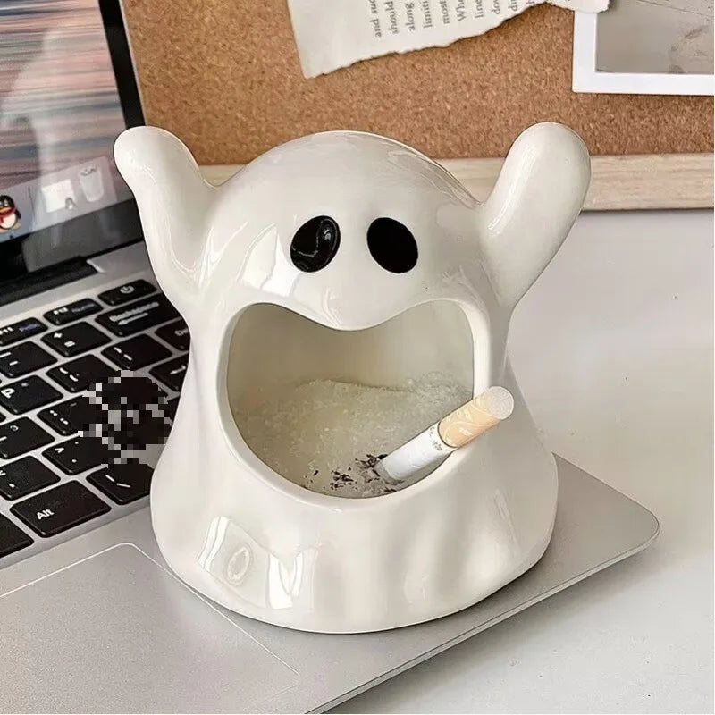 Halloween Cute Ghosts Ghosts Ashtrays Ceramic Candlestick Creative Small and Popular Gift and Ornament Home Living Room