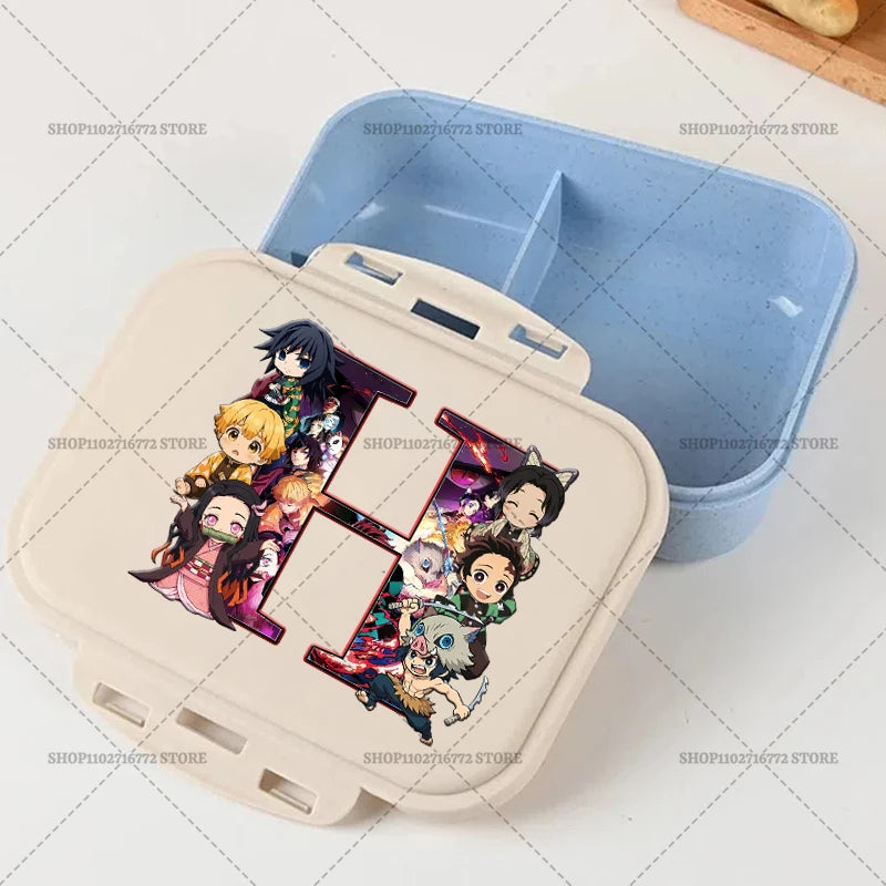 Demon Slayer Lunch Box Anime Letter A-Z Food Storage Containers Kids School Picnic Bento Boxes Office Dinner Case Boy Girl Gift