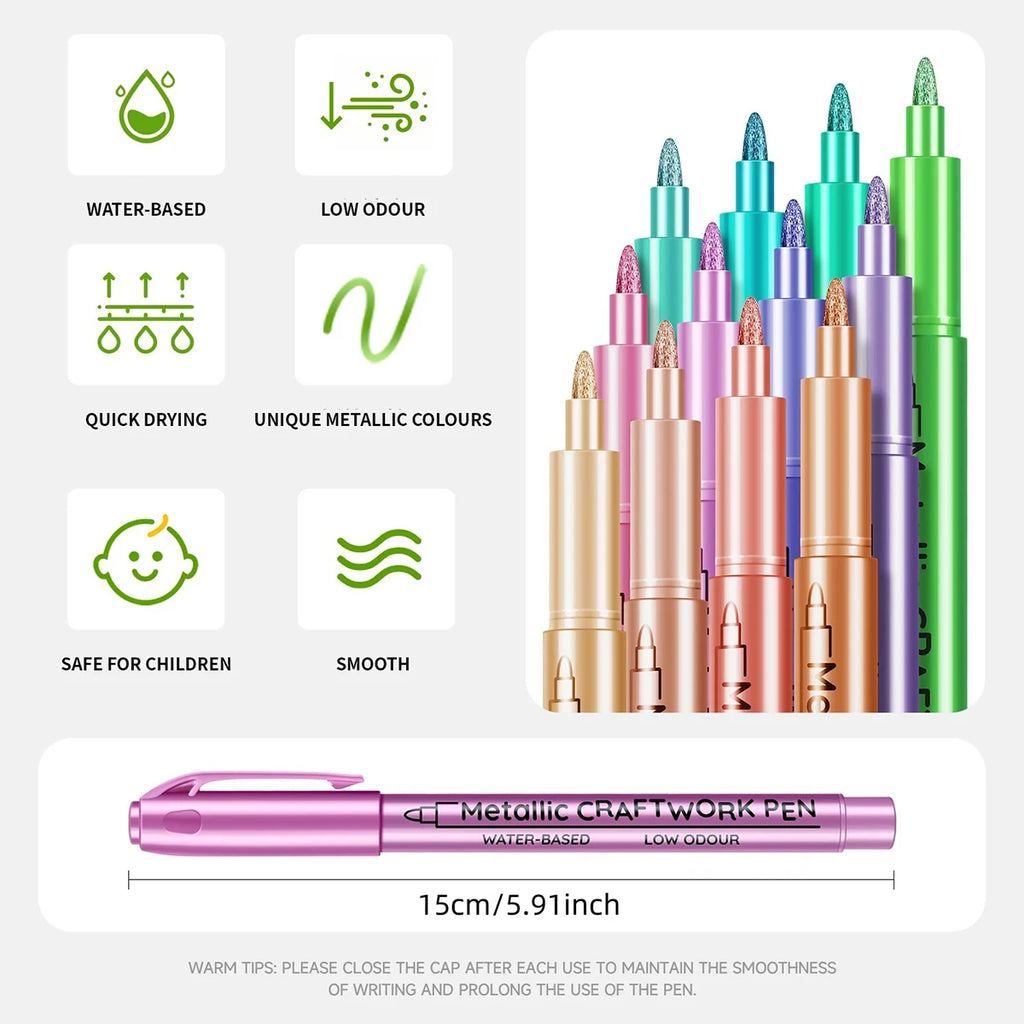 36 Color Metallic Paint Markers Acrylic Paint Pens for Wood Canvas Stone Rock Painting Glass Ceramic Surfaces DIY Crafts