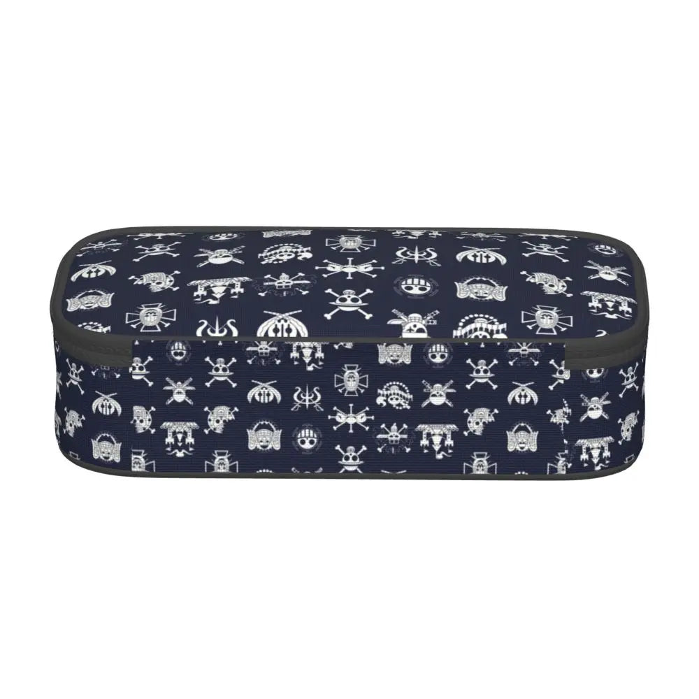 Custom One P-Pieces Cute Pencil Case Boys Girls Large Capacity Straw Hat Pirates Skull Pencil Bag Students Stationery