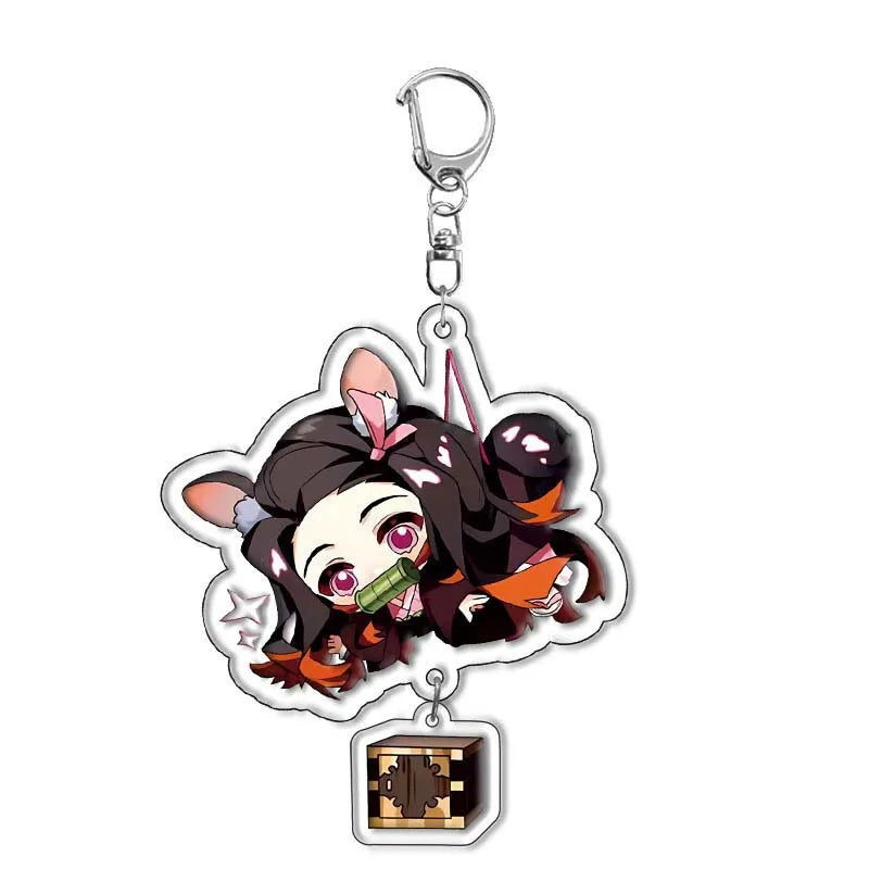 Demon Slayer Blade Charcoal Zhilang You Bean Acrylic Keychain Anime Peripheral High Beauty Backpack Fashion Toys Anime Frind