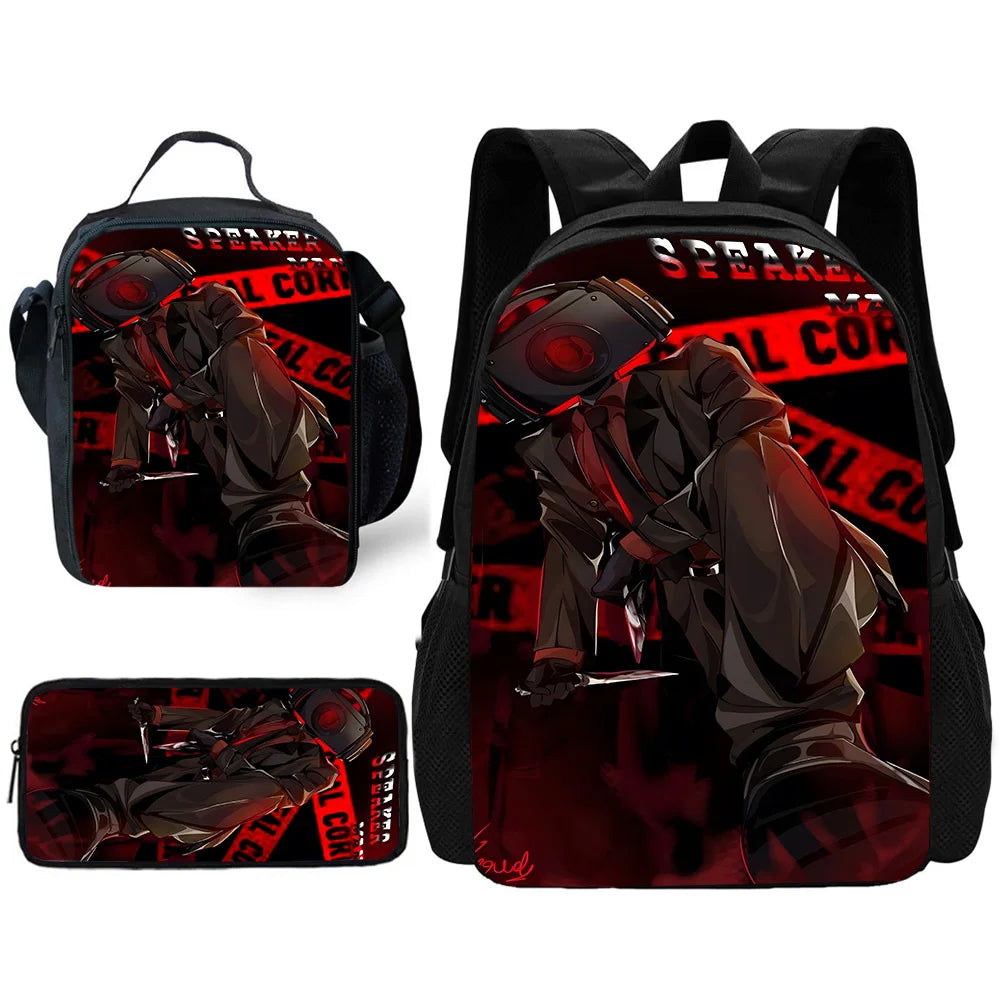 Child School Skibidi Toilet Backpack with Lunch Bags ,Pencil Bags ,School Bags for Boys Girls Best Gift