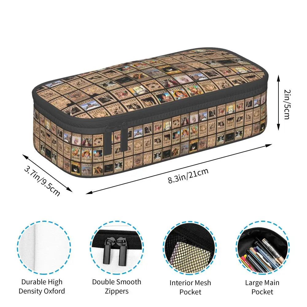 Custom One P-Pieces Cute Pencil Case Boys Girls Large Capacity Straw Hat Pirates Skull Pencil Bag Students Stationery