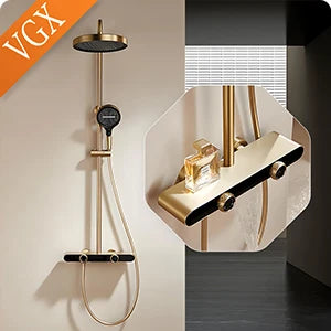 VGX Shower System Set Bathroom Shower Faucet Set 3-way Rainfall Shower Set Shower Mixer Crane with Hand Shower Set Grey White