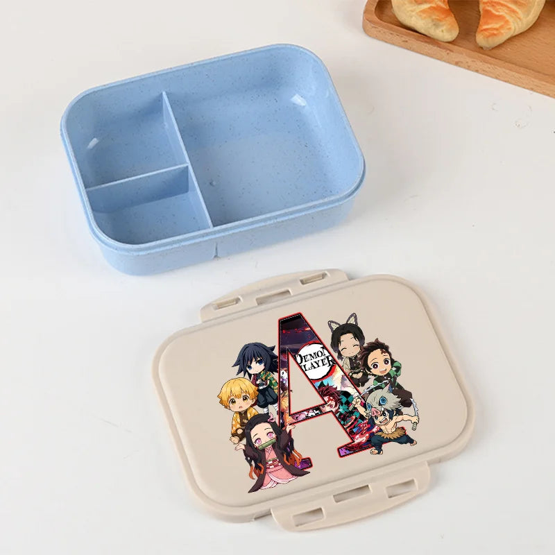 Demon Slayer Lunch Box Anime Letter A-Z Food Storage Containers Kids School Picnic Bento Boxes Office Dinner Case Boy Girl Gift