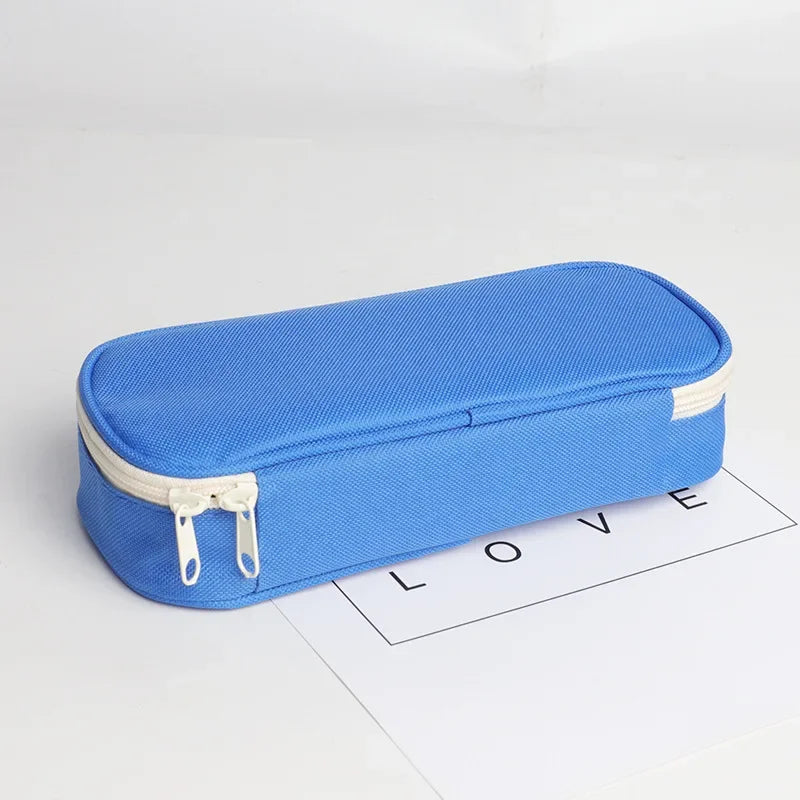 1 Piece Simplicity Student Pencil Case Creative Fashion Solid Color Pencil Bag High Capacity Canvas Stationery Storage Bag