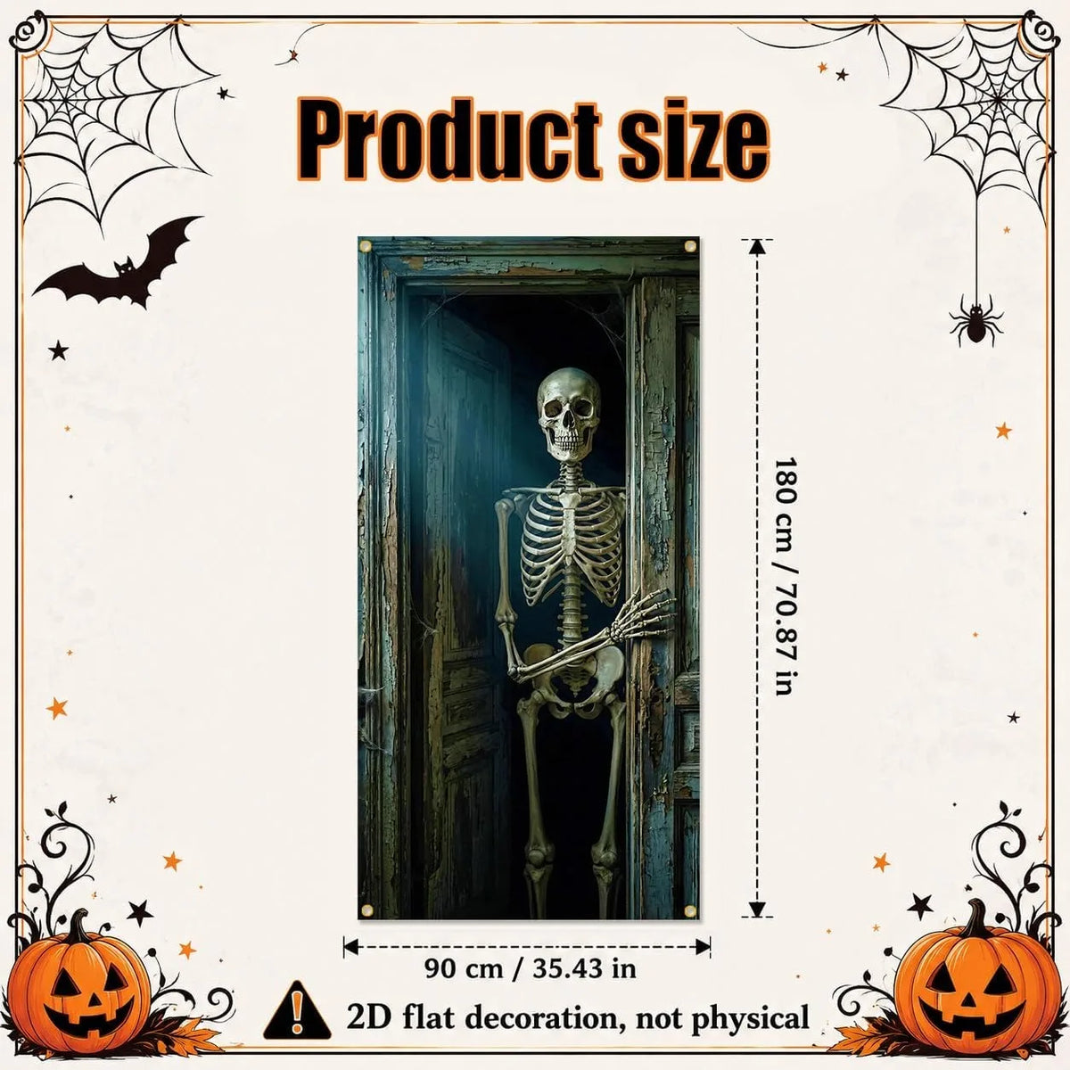 Halloween Door Banner, Scary Hanging Skeleton Photography Background Party Decoration and Supplies Photo Props