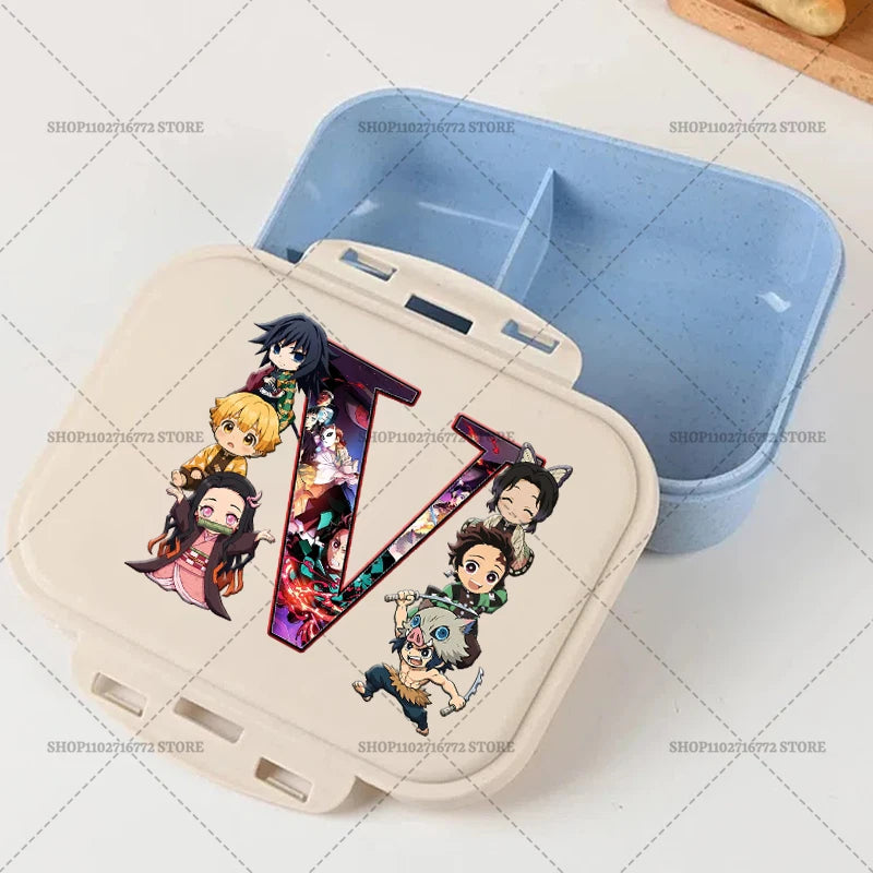 Demon Slayer Lunch Box Anime Letter A-Z Food Storage Containers Kids School Picnic Bento Boxes Office Dinner Case Boy Girl Gift