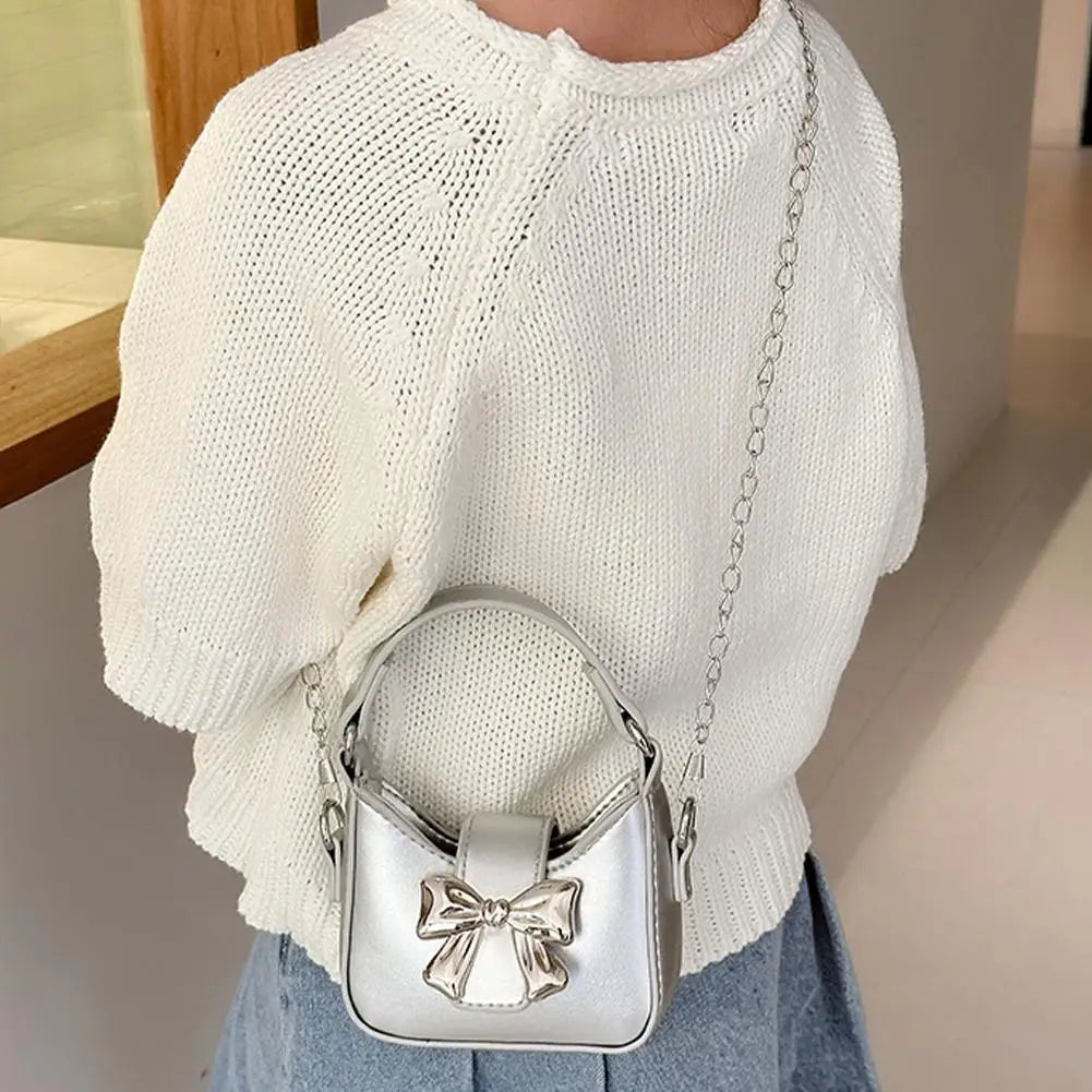Korean Style Girl Princess Bag Cute Sweet Bow Chain Crossbody Bags for Girls Bowknot Hand Bags Toddler Purses and Handbags Gift