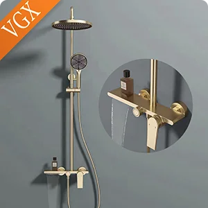 VGX Shower System Set Bathroom Shower Faucet Set 3-way Rainfall Shower Set Shower Mixer Crane with Hand Shower Set Grey White