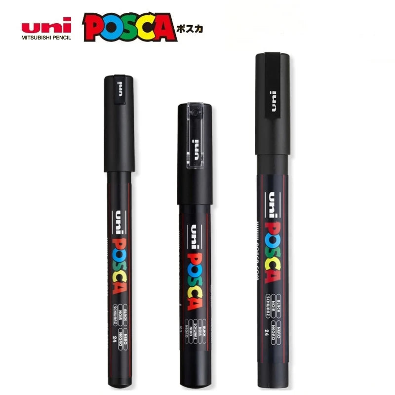UNI POSCA Marker Pen,White Black Acrylic Plumones Rotuladores PC-1M,3M,5M POP Poster Pen/Graffiti Advertisement Art Supplies 1PC