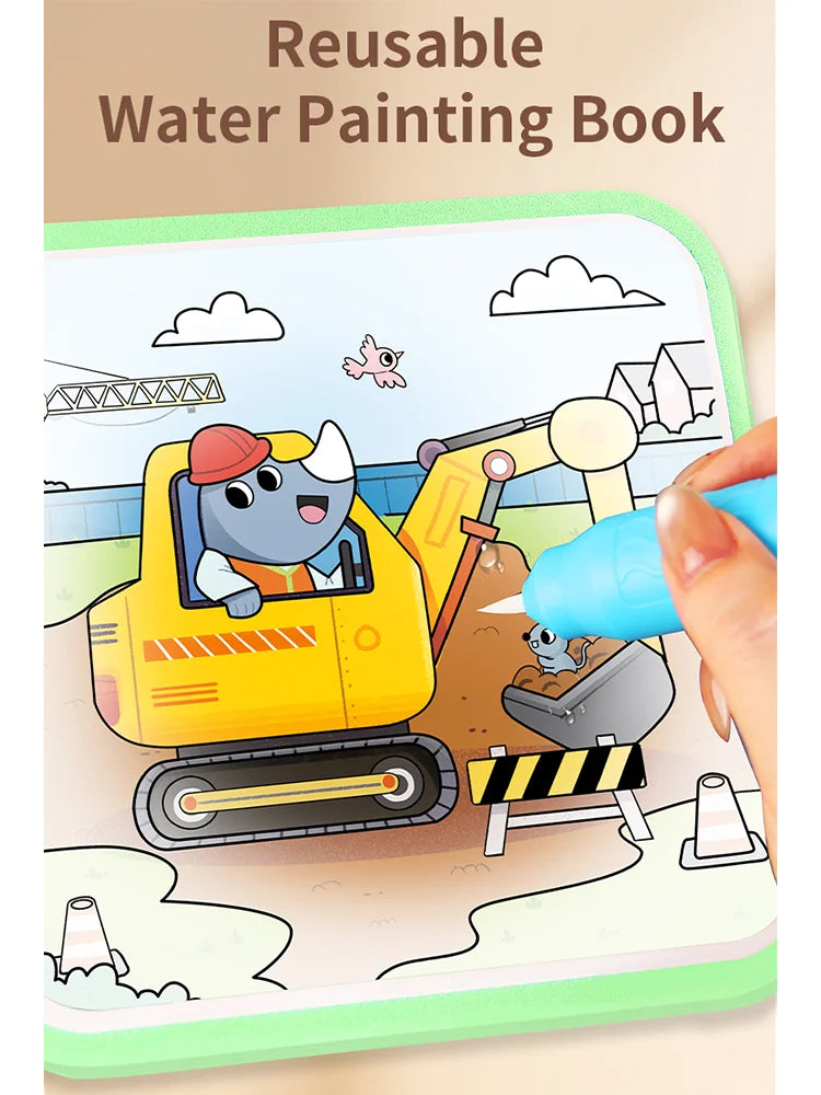Reusable Water Drawing Doodle Book with Magic Pen, Kids Coloring Drawing Board, Early Educational Toy, Birthday Gift for Kids