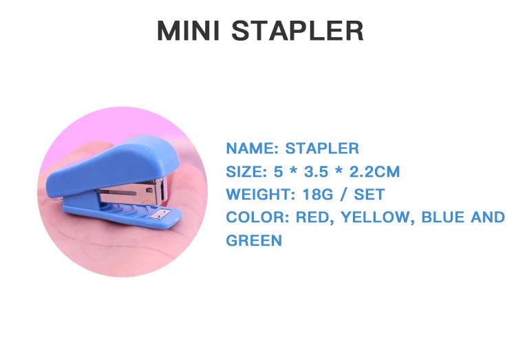 1Set Random Color Mini Size Stapler Set Solid Office Stationery Student Use For No. 10 Staples