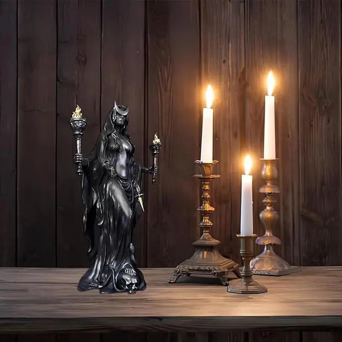 Halloween Greek Hecate Witch Statue Magic Hounds Resin Figurine Night Witch Modern Home Desktop Decoration Sculpture