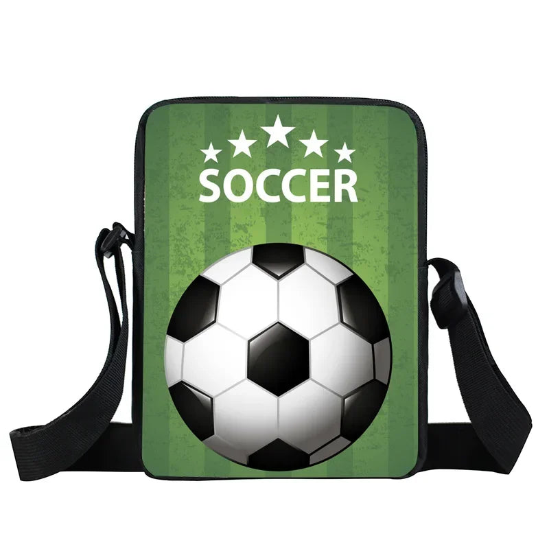 Cool Footbally / Soccerly Print Messenger Bag Girls Boys Handbags Children Shoulder Bag for Travel Kids Satchel Bookbags