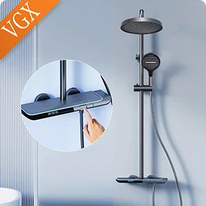 VGX Shower System Set Bathroom Shower Faucet Set 3-way Rainfall Shower Set Shower Mixer Crane with Hand Shower Set Grey White
