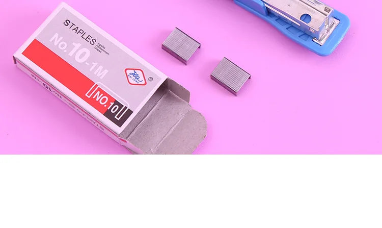 1Set Random Color Mini Size Stapler Set Solid Office Stationery Student Use For No. 10 Staples