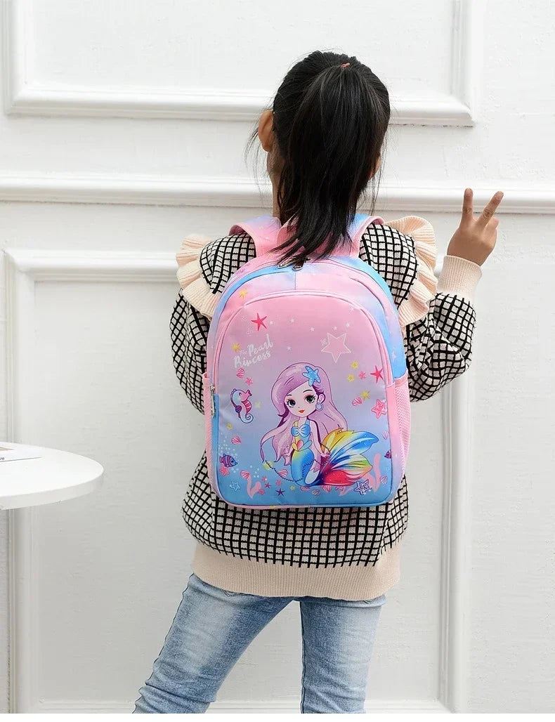 New Children Backpack Cartoon Cute Unicorn Mermaid Print Schoolbag Kindergarten Lightweight Schoolbag