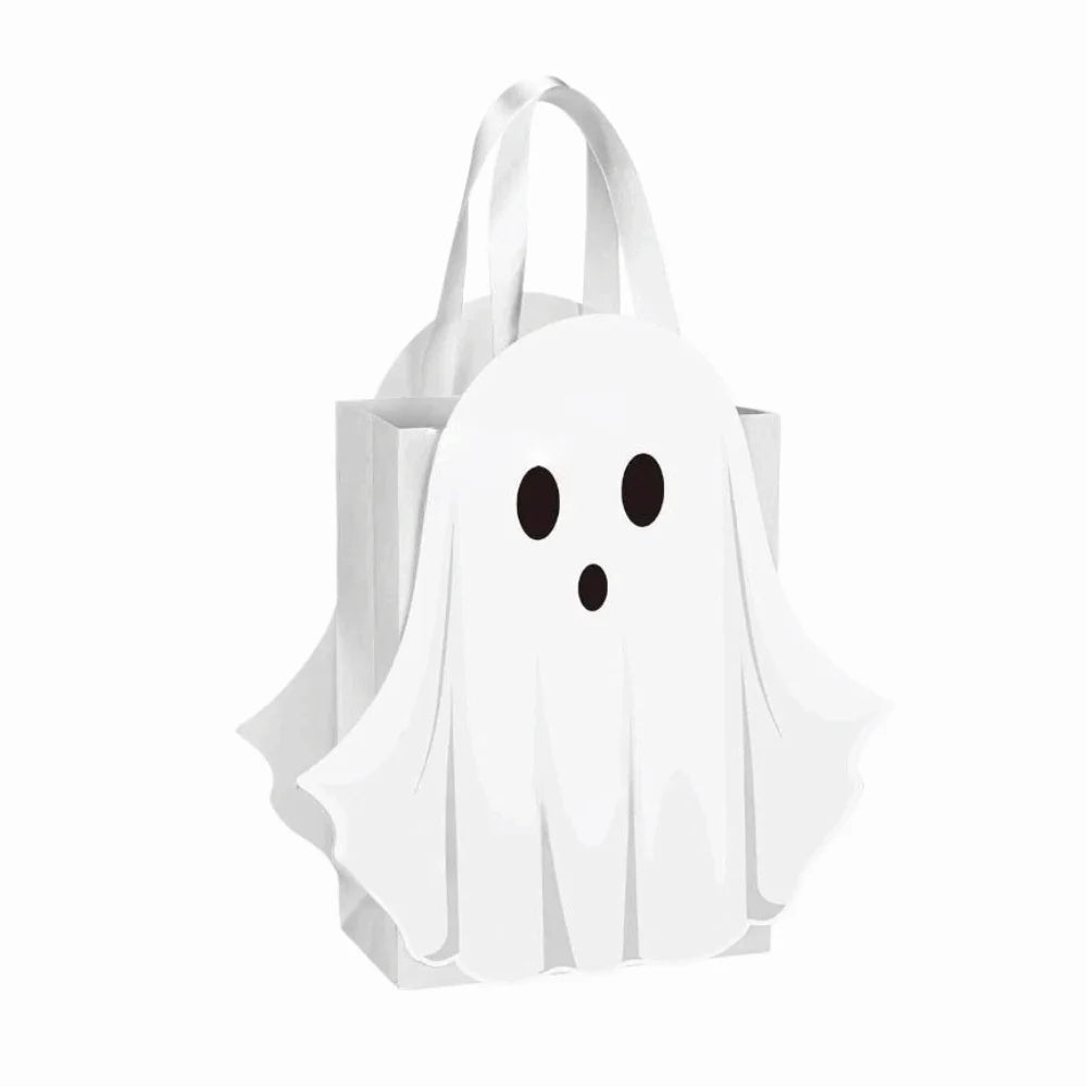 Halloween Home Decoration White Halloween Paper Bag Handbag Cartoon Ghost Packaging Bag Funny Festival Candy Gift Bag Kids
