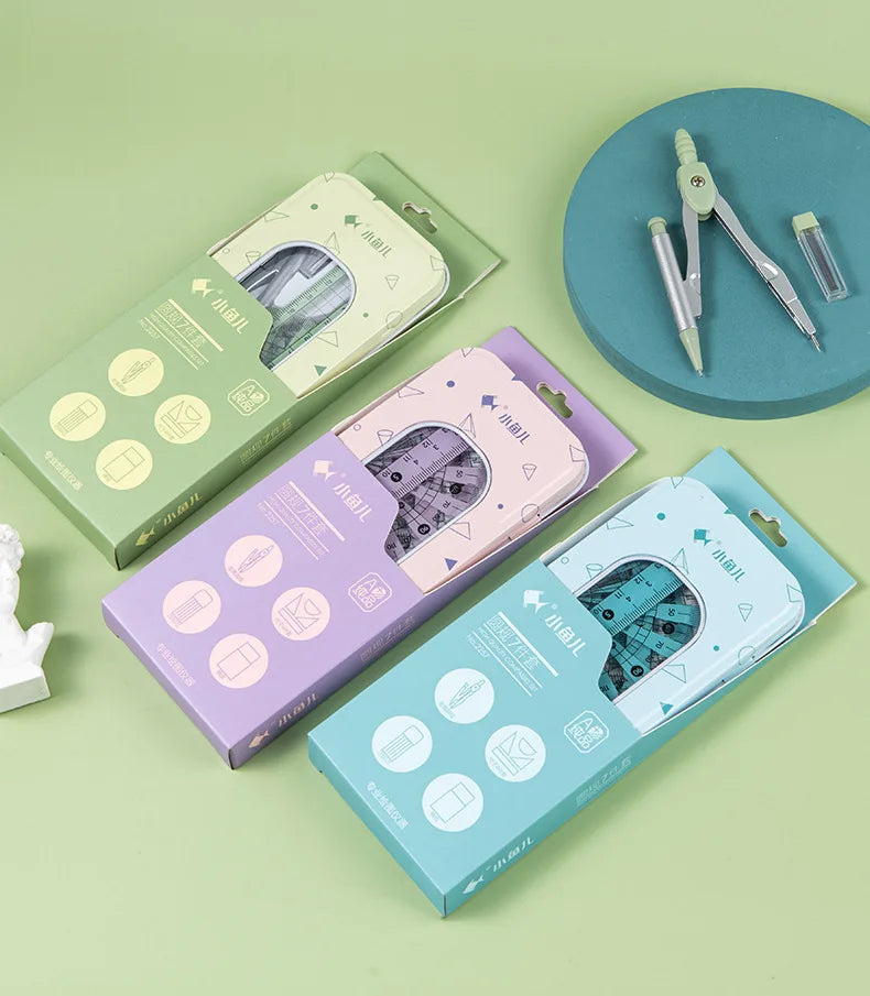 8 In1 Compass Ruler Set Mathematical Geometry Plate Stationery Math For Students Drawing Accessori 2220