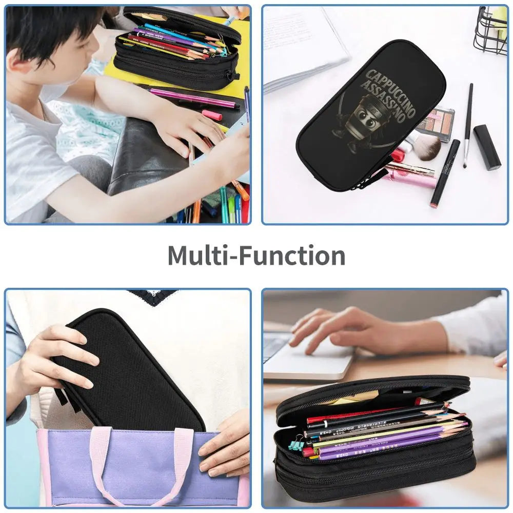 Italian Brainrot Tralalero Tralala Pencil Cases Pencil Pouch Pen Box for Student Big Capacity Bag School Supplies Stationery