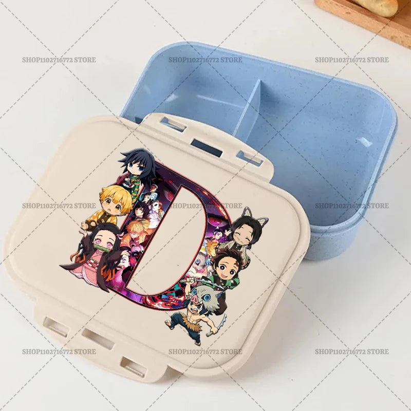 Demon Slayer Lunch Box Anime Letter A-Z Food Storage Containers Kids School Picnic Bento Boxes Office Dinner Case Boy Girl Gift
