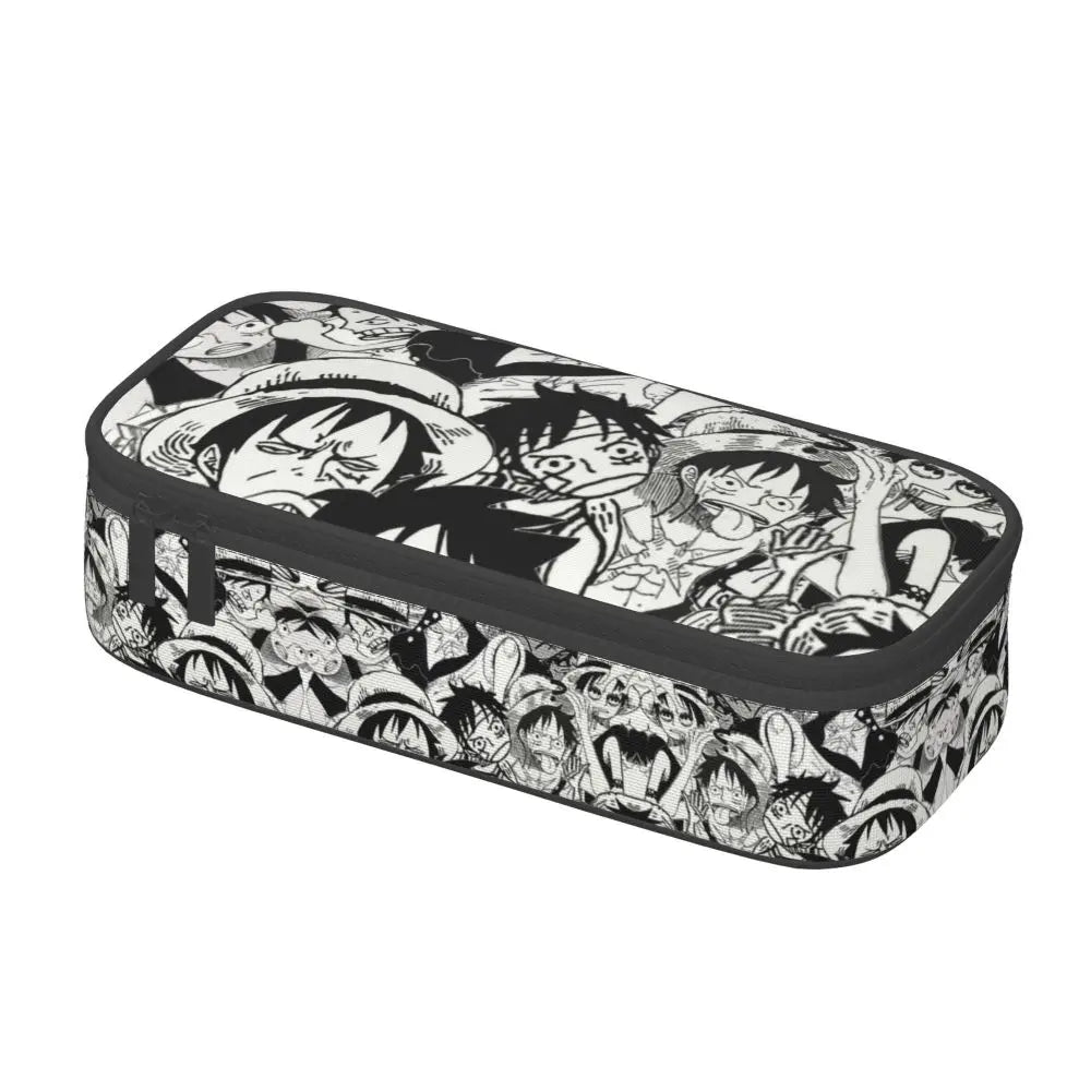 Custom One P-Pieces Cute Pencil Case Boys Girls Large Capacity Straw Hat Pirates Skull Pencil Bag Students Stationery
