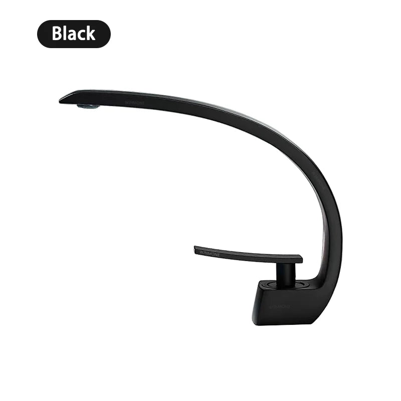 Modern Bathroom Sink Faucet Deck Mounted Brass Mixer Water Tap One Hole Crane Vanity Washbasin Black Basin Faucets for Bathroom