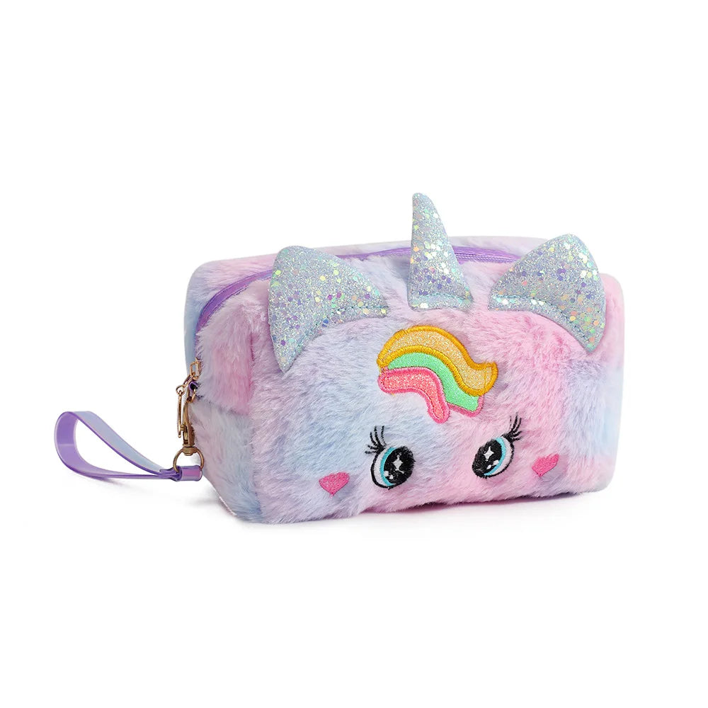 Cute Plush Unicorn Pencil Bag Aesthetic Pencil Cases Girl Kawaii Stationery Bag Children Large Capacity Pen Case School Supplies