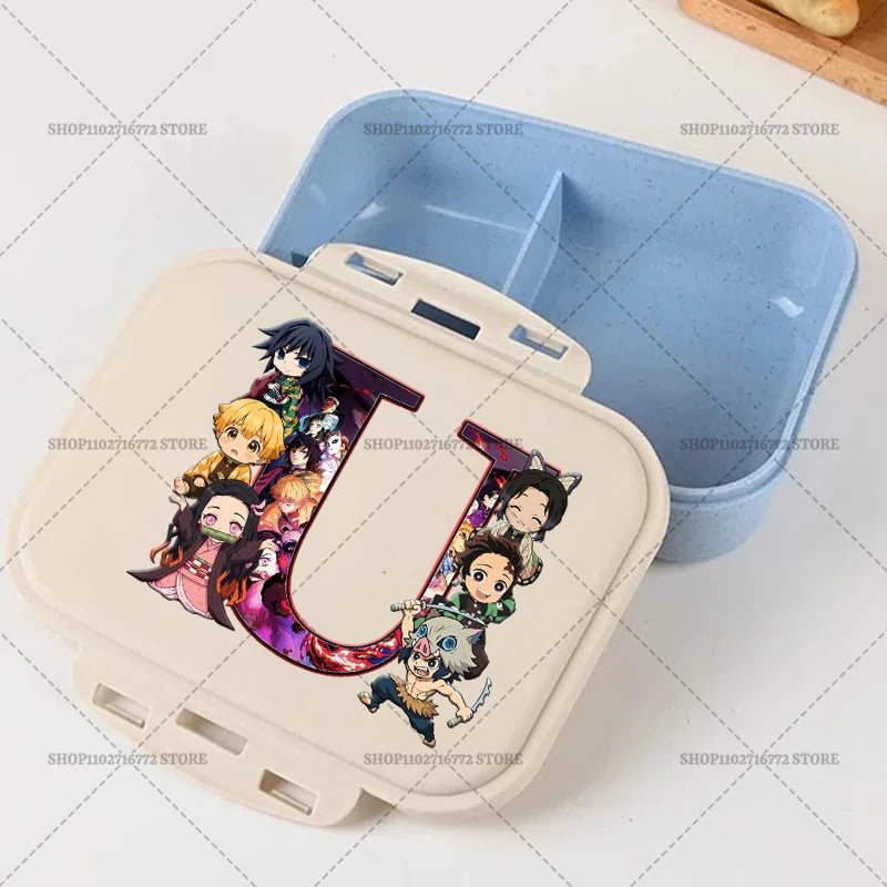 Demon Slayer Lunch Box Anime Letter A-Z Food Storage Containers Kids School Picnic Bento Boxes Office Dinner Case Boy Girl Gift