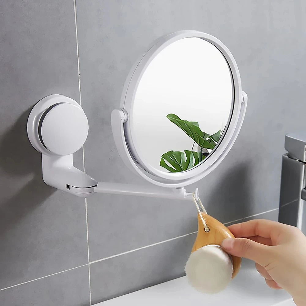 Wall Mirror Folding Arm Extend Bathroom Mirror Without Drill Swivel Bathroom Mirror Suction Arm Double Side Cosmetic Makeup