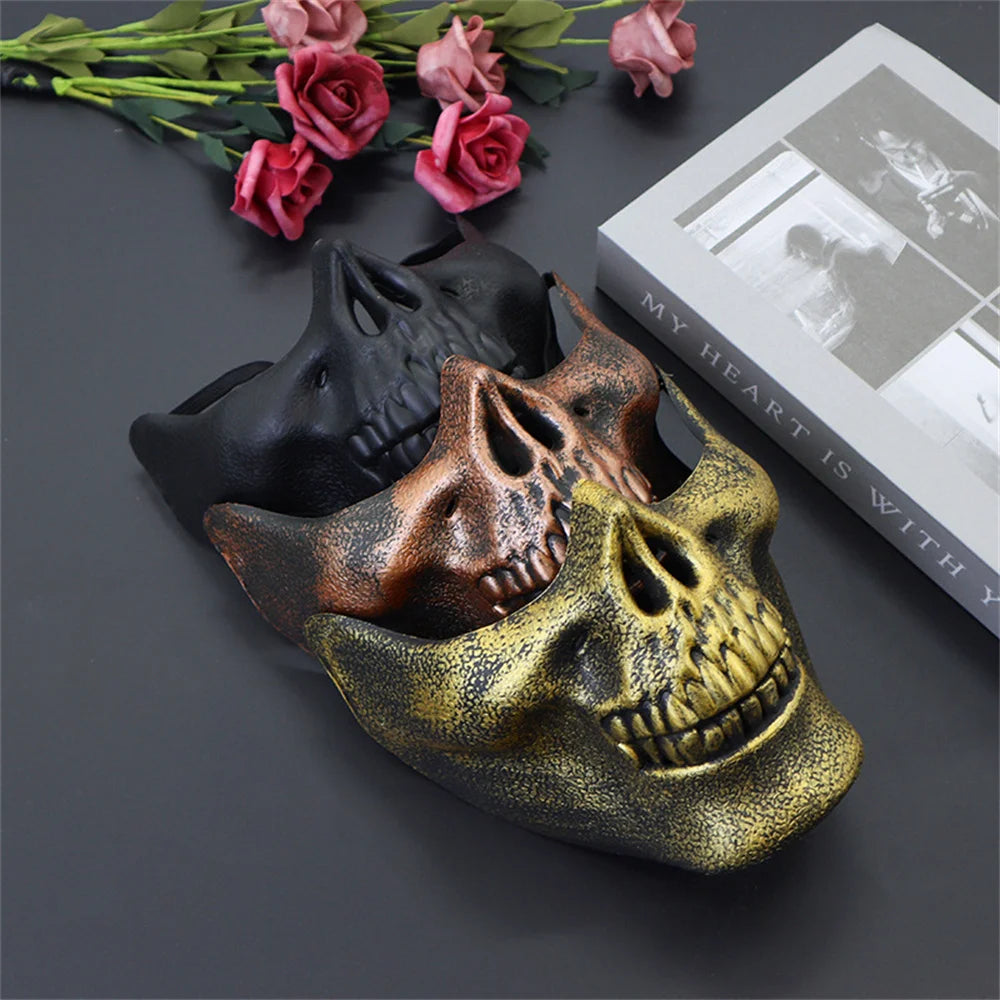 Halloween Skull Mask Creative Funny Party Props Holiday Supplies Horror Demon Accessories Men Skeleton Mask Half Face Cover