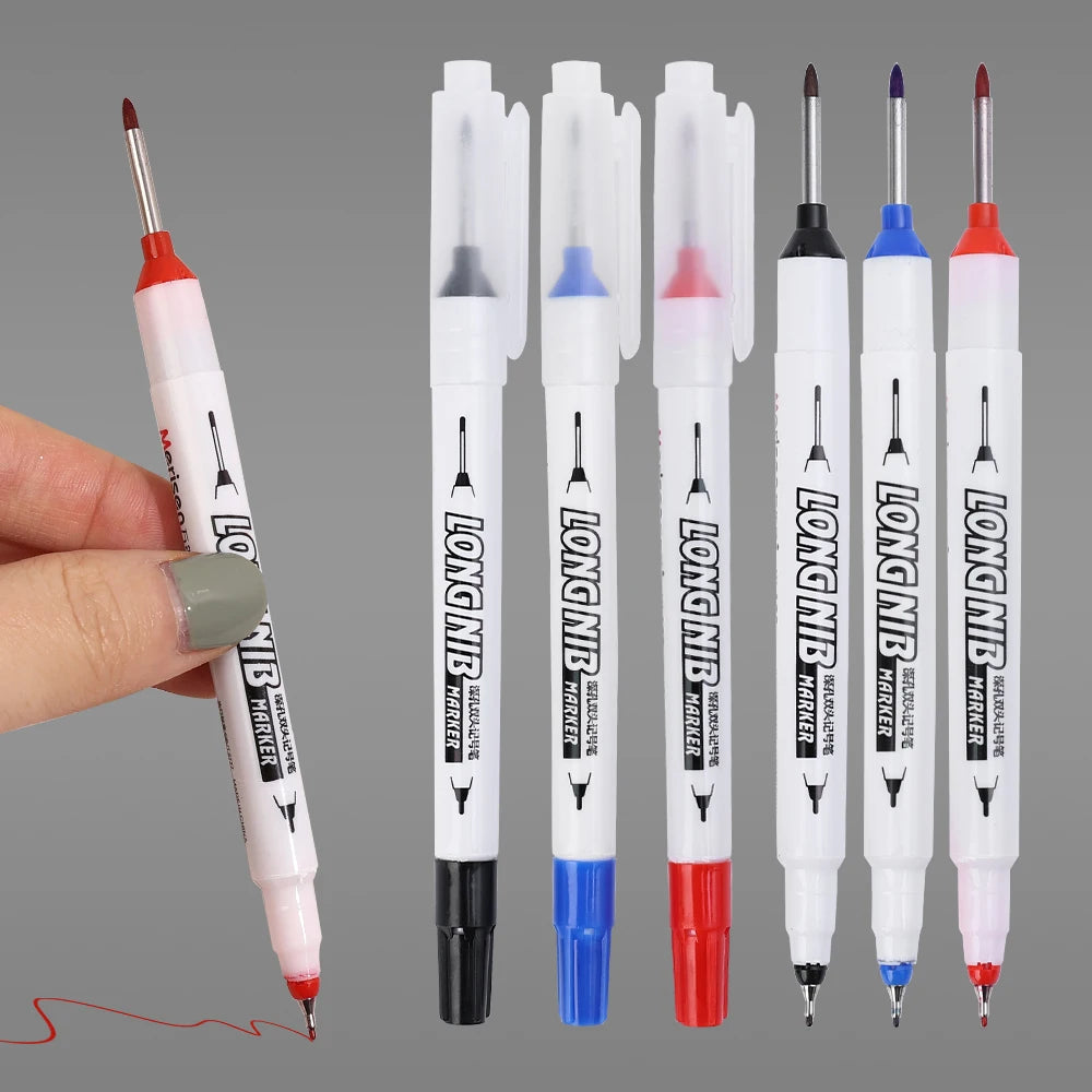 1-3PCS 20mm Deep Hole Long Nib Head Markers Bathroom Woodworking Decoration Permanent Marker Pencil Tools Metal Perforating Pen