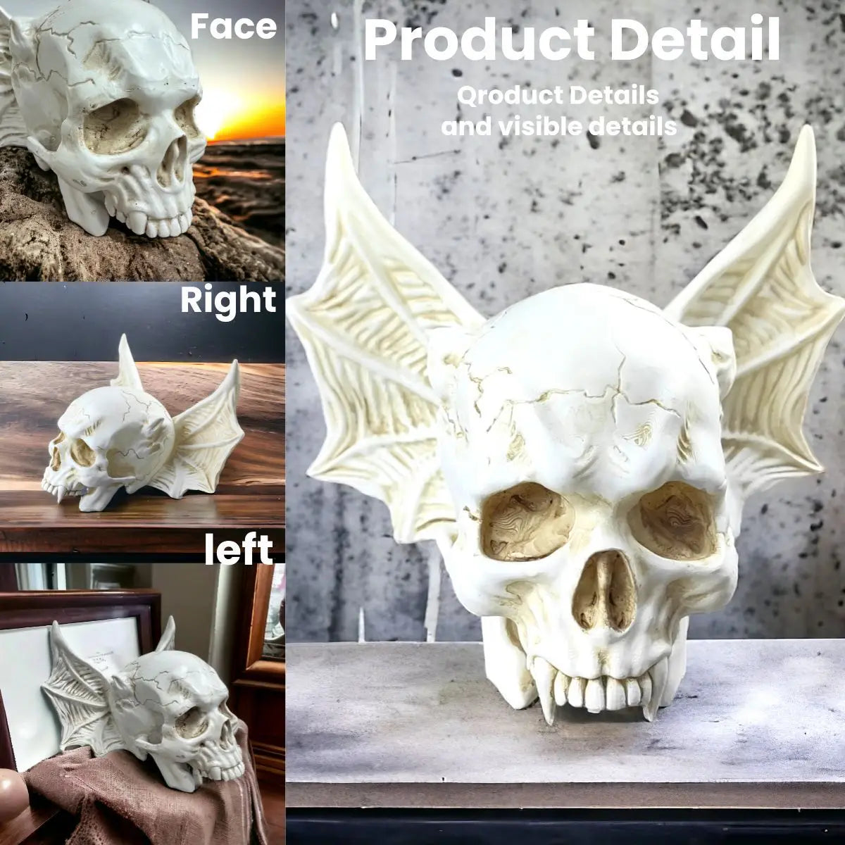 Halloween Themed Bat Skull Resin Decorative Ornaments Creative Home Decor for Living Rooms Bedrooms Courtyards Balconies