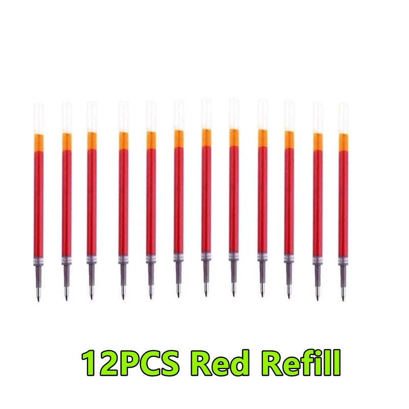 1-12PCS Retractable Red Blue Black Ink Gel Pens Colored Aesthetic Stationery Pen Supplies Ballpoint Office Pencil Writing School