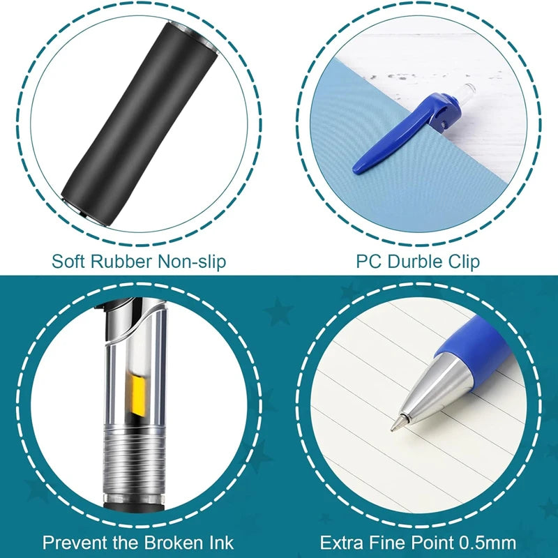 1-12PCS Retractable Red Blue Black Ink Gel Pens Colored Aesthetic Stationery Pen Supplies Ballpoint Office Pencil Writing School
