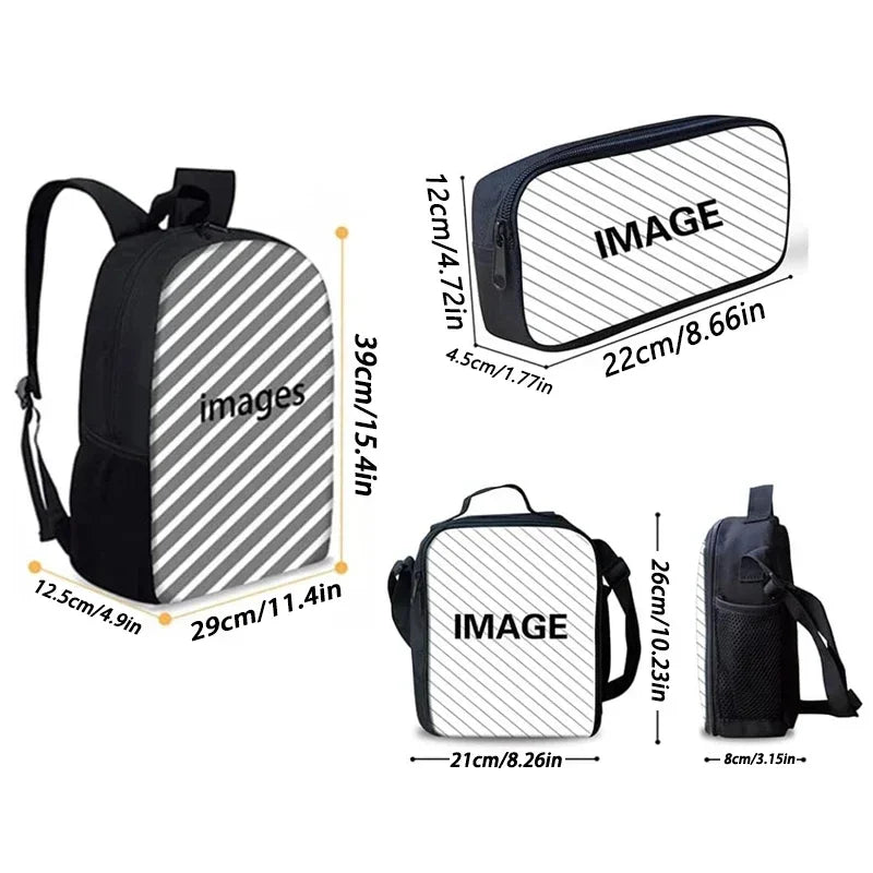 Football Star Child School Backpack with Lunch R-Ronaldos Bags ,Pencil Bags ,C-CR7 School Bags for Boys Girls Best Gift