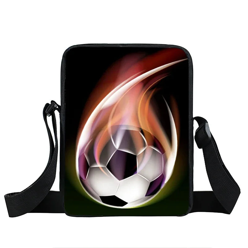 Cool Footbally / Soccerly Print Messenger Bag Girls Boys Handbags Children Shoulder Bag for Travel Kids Satchel Bookbags