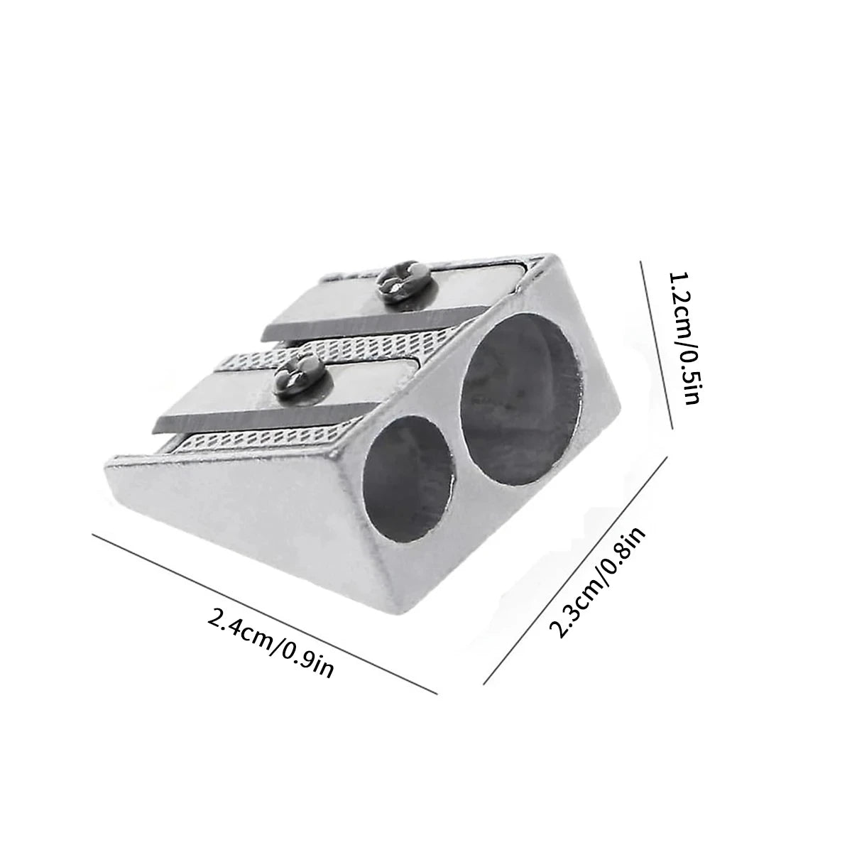 1/10/20Pcs Silver Aluminum Alloy Pencil Sharpener 2-Hole Magnesium Wedge Profile Metal Pen Sharpener for Office School Supplies