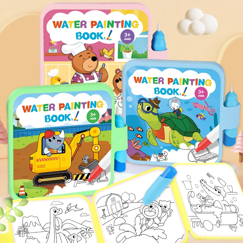 Reusable Water Drawing Doodle Book with Magic Pen, Kids Coloring Drawing Board, Early Educational Toy, Birthday Gift for Kids
