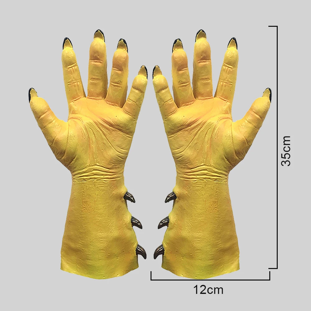Halloween Monster Headgear Horrible Animal Cosplay Costume Accessories Stage Performance Mask Adult Gloves Fancy Headwear