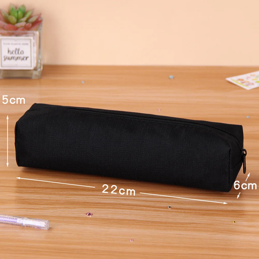 Pencil Case Black Stationery Trousse Scolaire Pencil Pouch School Supplies Solid Color Pencilcase School Pencil Cases