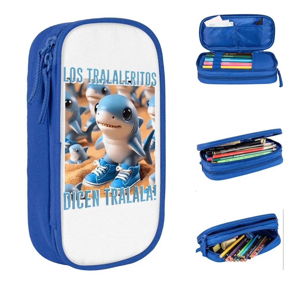 Italian Brainrot Tralalero Tralala Pencil Cases Pencil Pouch Pen Box for Student Big Capacity Bag School Supplies Stationery